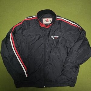 Snap-On Men's Black Windbreaker with Red and White Accents